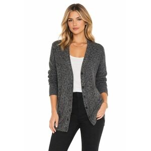 Equipment Femme 100% Cashmere Cardigan Dress Sweater Black Gray Knit XS